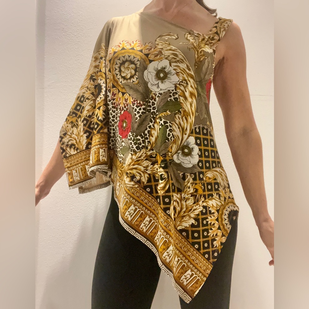 Floral Scarf One Shoulder Top